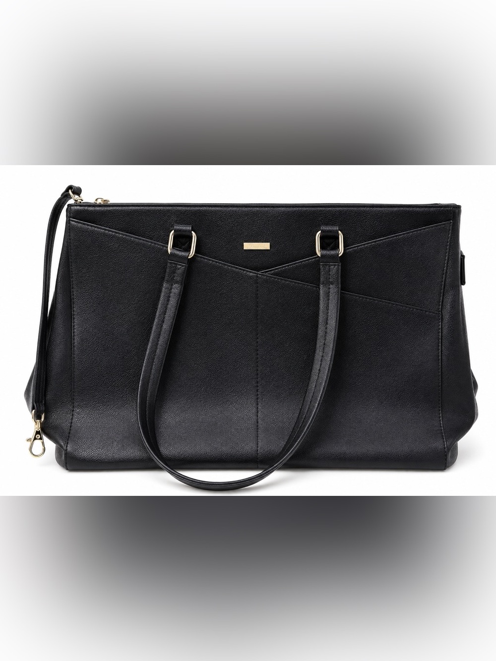 LOVEVOOK Black Large Laptop Work Tote Bag Gold Hardware Office Business